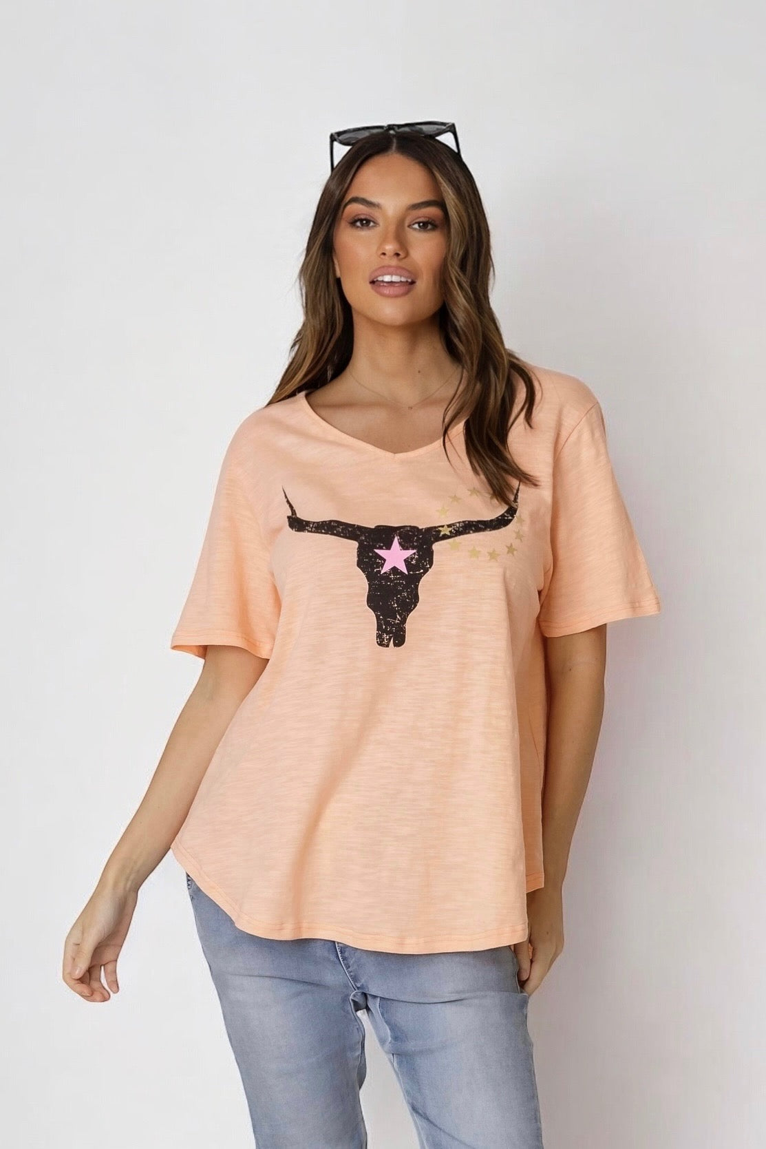 Avalon Steer Tee- Melon  (EOFY SALE)
