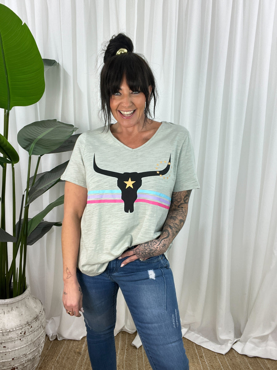 Harlie Steer Tee- Chalk (EODY SALE)