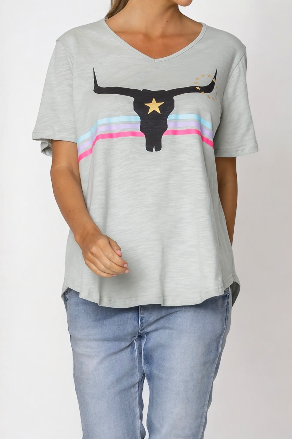 Harlie Steer Tee- Chalk (EODY SALE)