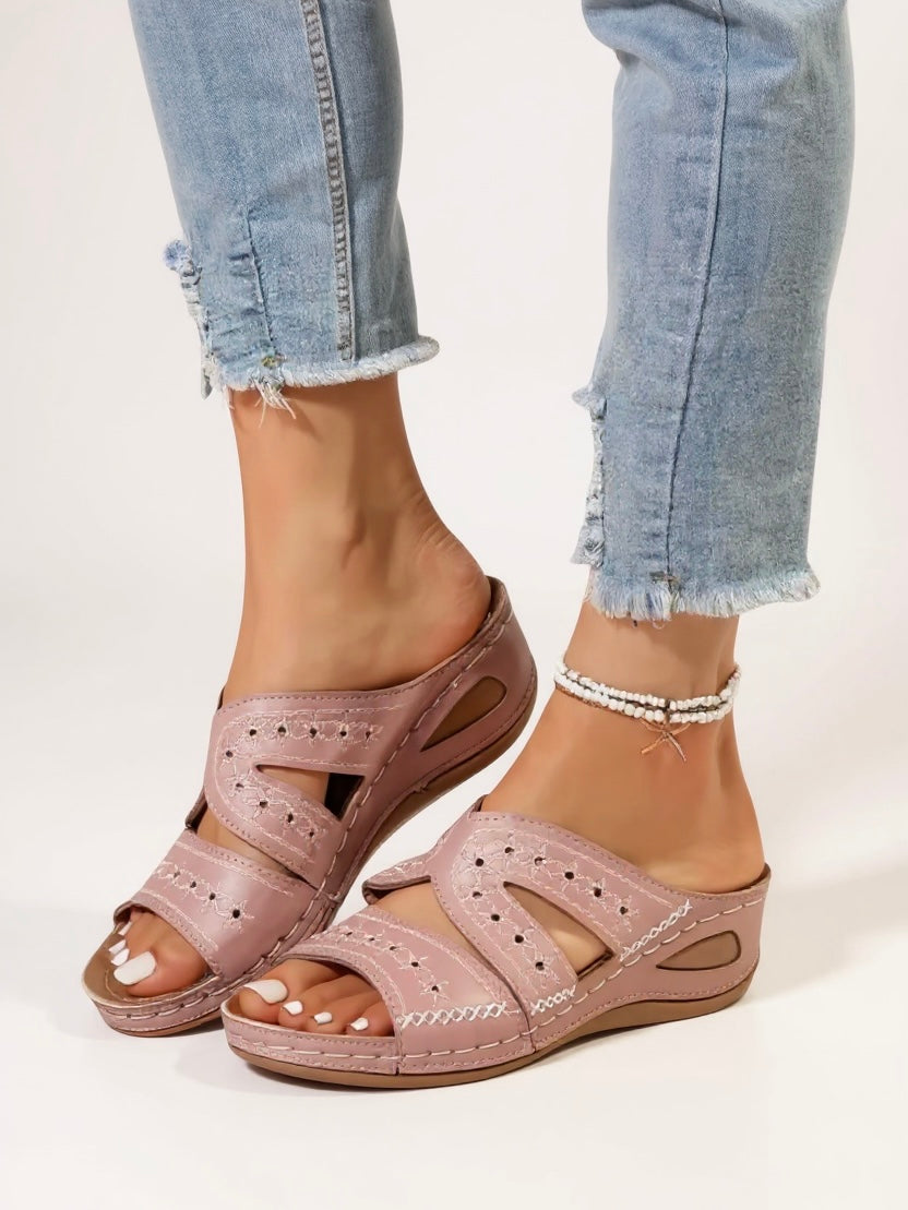 Calla | Embroidered Slide Sandals