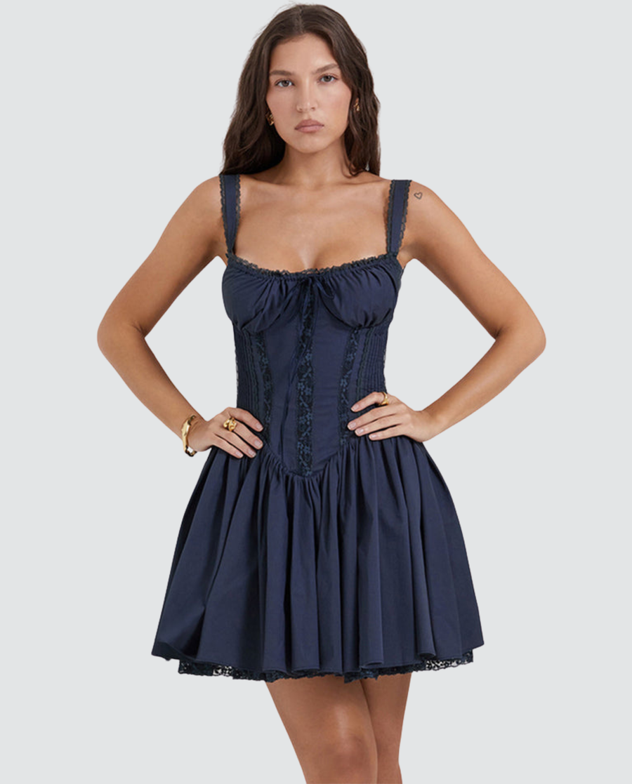 Savannah | Corset Mini Dress With Lace-Up Back