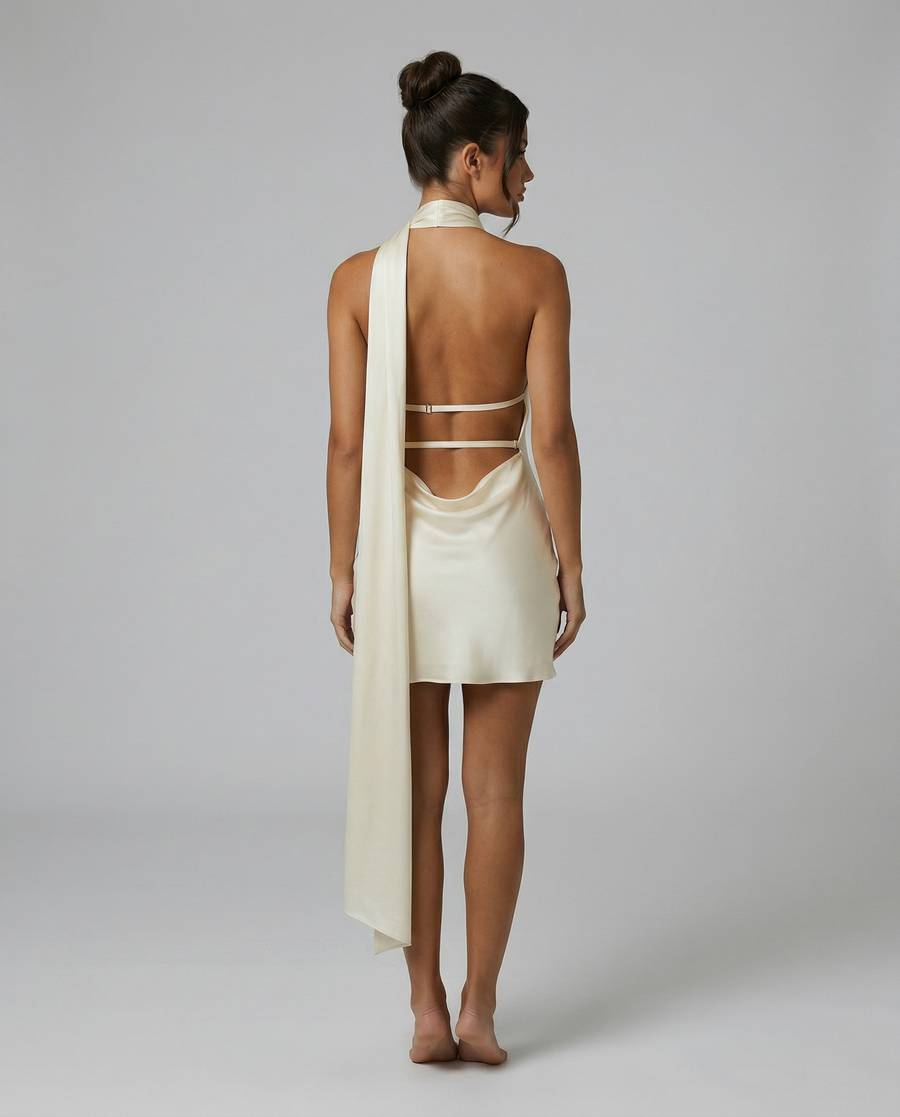 Fran | Mini Dress With Neck Wrap And Open Back
