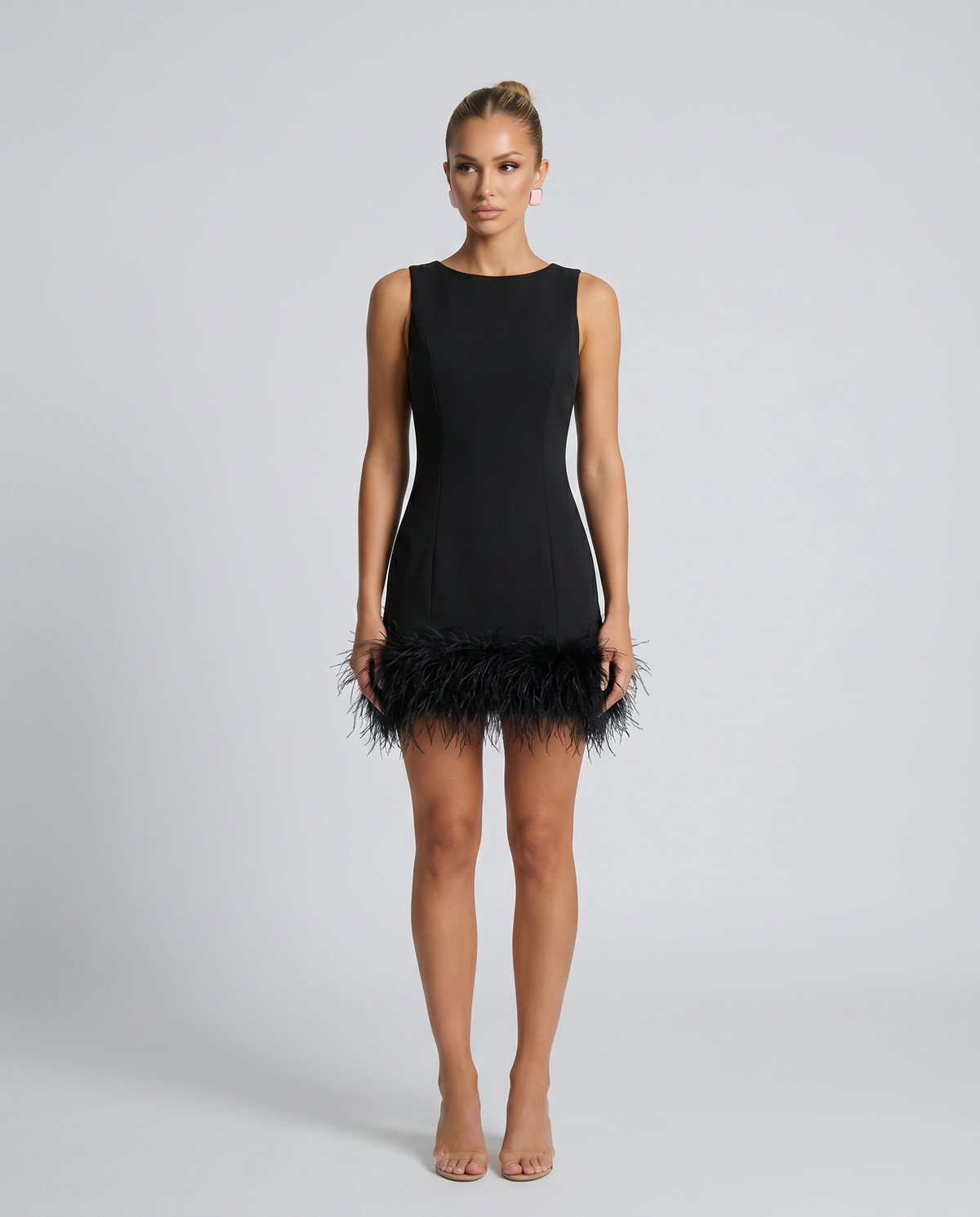 Nisha | Mini Dress With Feather Hem