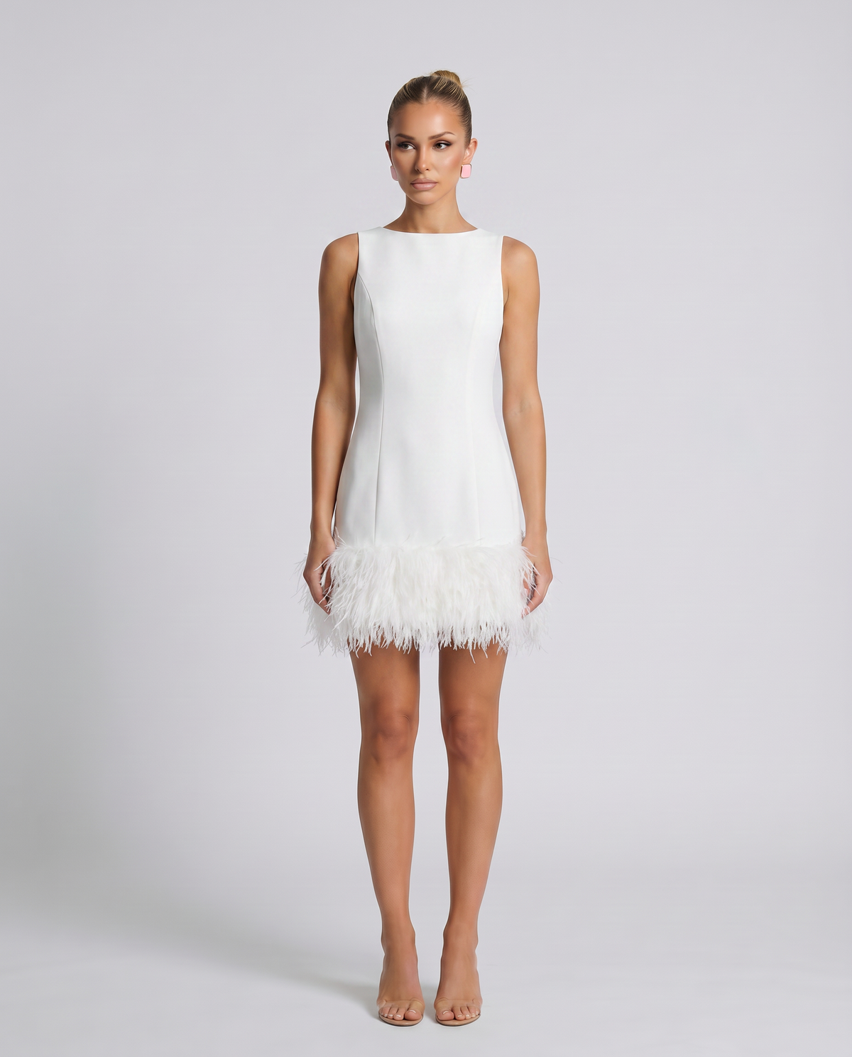 Nisha | Mini Dress With Feather Hem