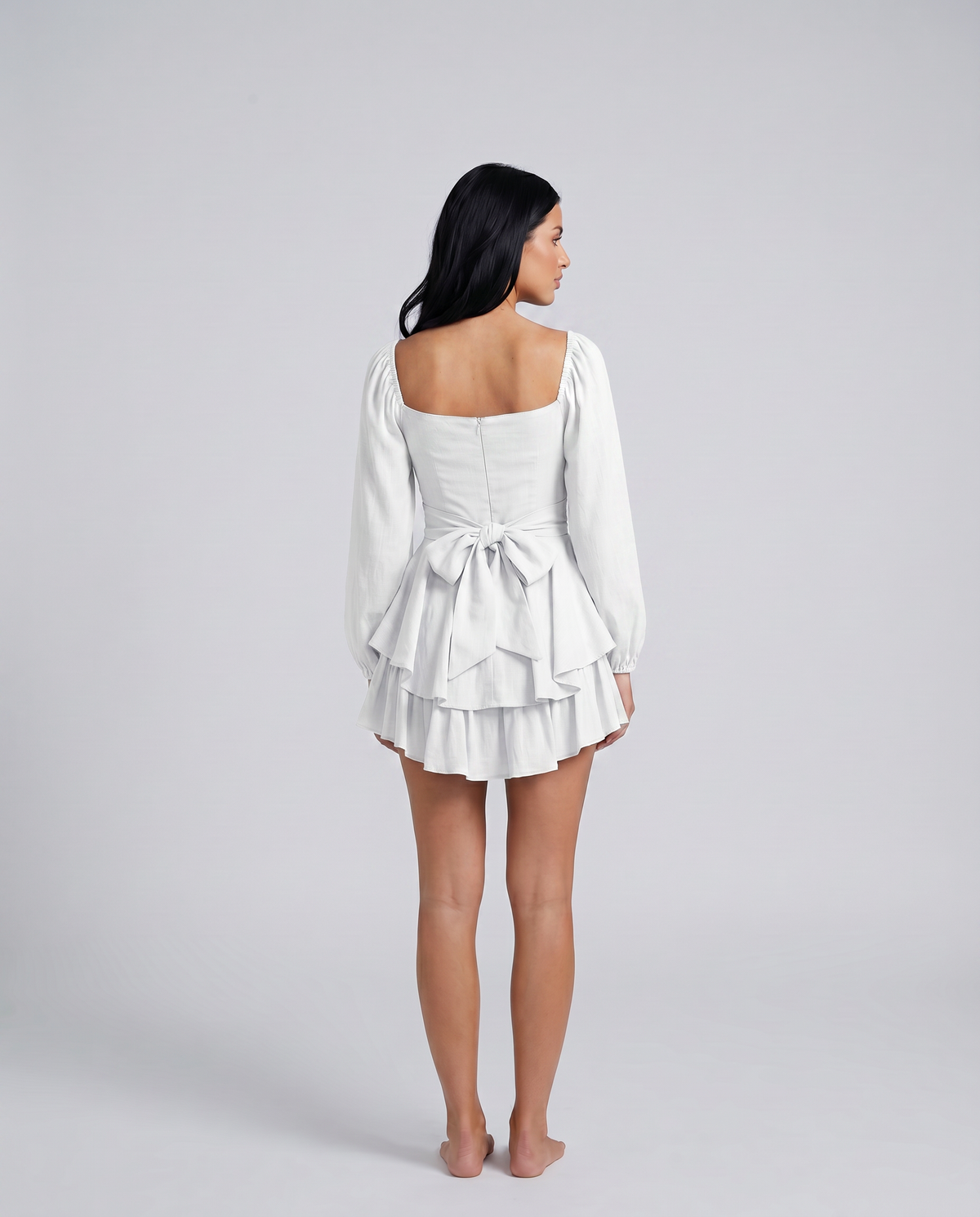 Kendra | Mini Dress With Square Neck And Tiered Ruffle Skirt