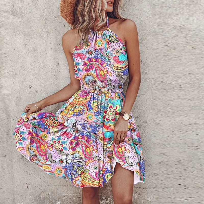 Loxley™ | Backless Irregular Printed Mini Dress