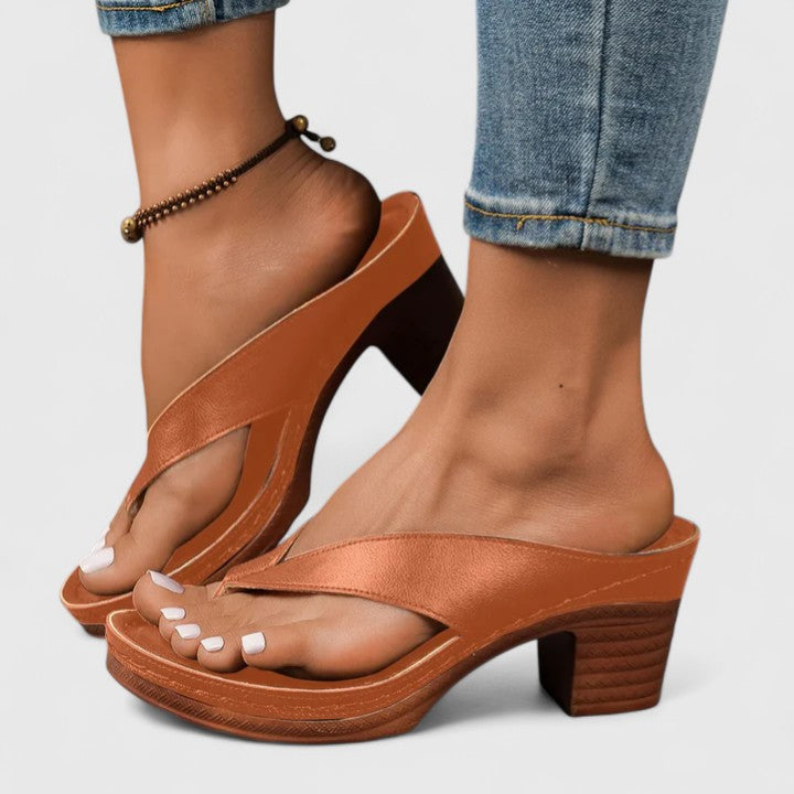 Talia | Women's Block Heel Thong Sandals Ankle Strap