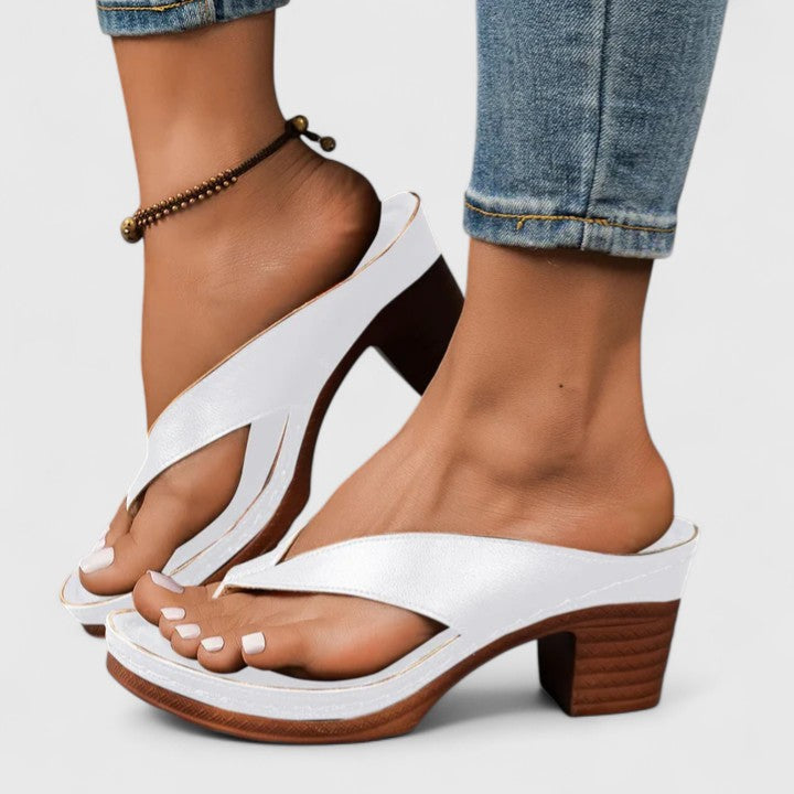Talia | Women's Block Heel Thong Sandals Ankle Strap