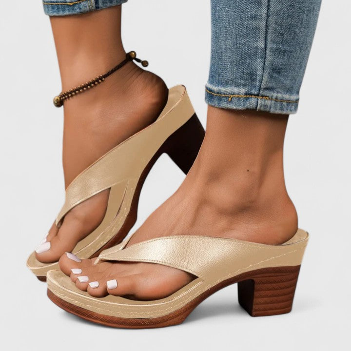 Talia | Women's Block Heel Thong Sandals Ankle Strap