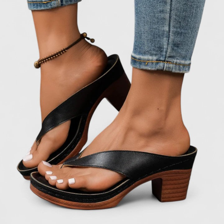 Talia | Women's Block Heel Thong Sandals Ankle Strap