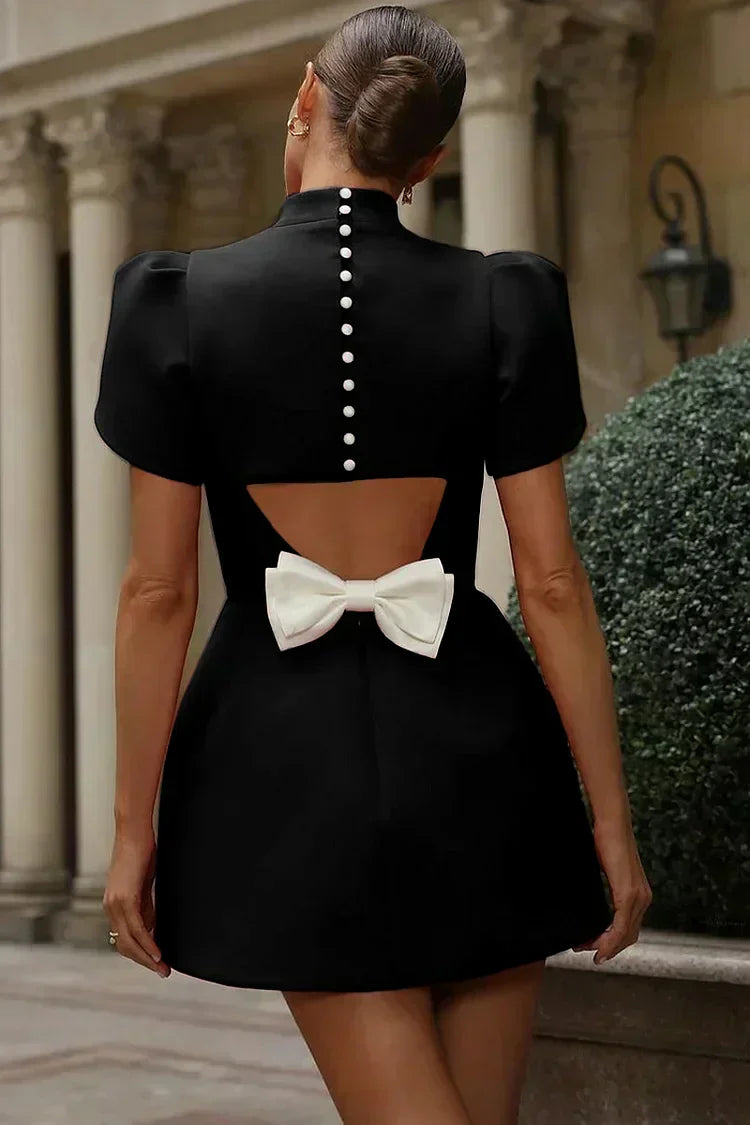 Hanna | Mini Dress With Open Back Bow Detail