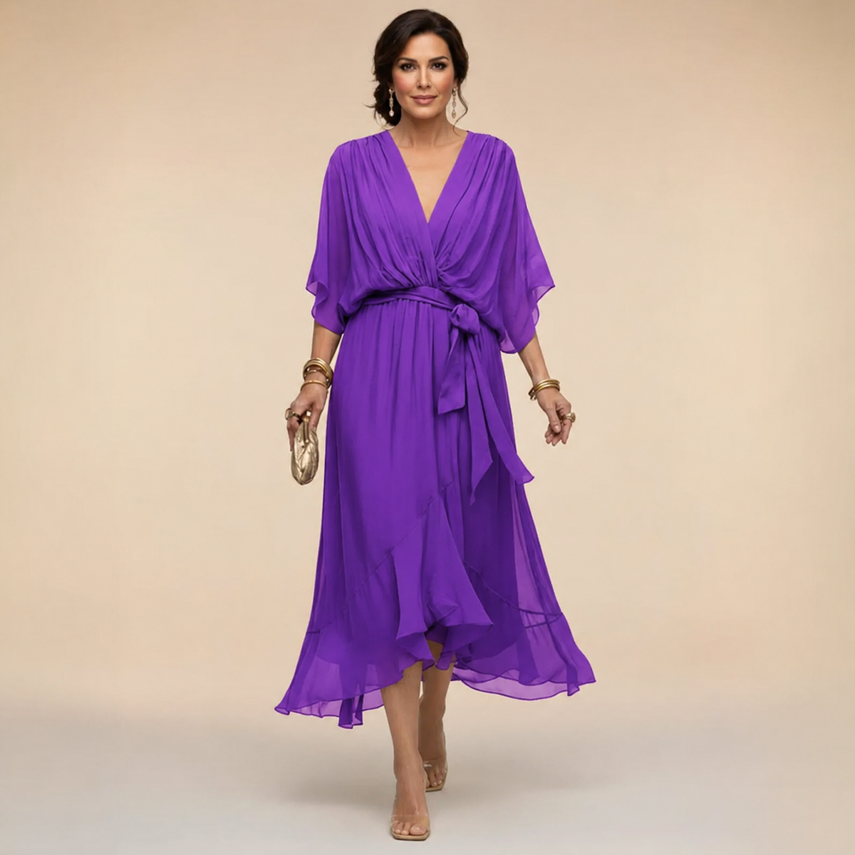 Monica™ | Elegant V-Neck Dress