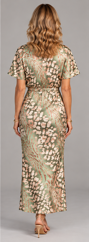 Clara™ - Elegant Copper Print Midi Dress