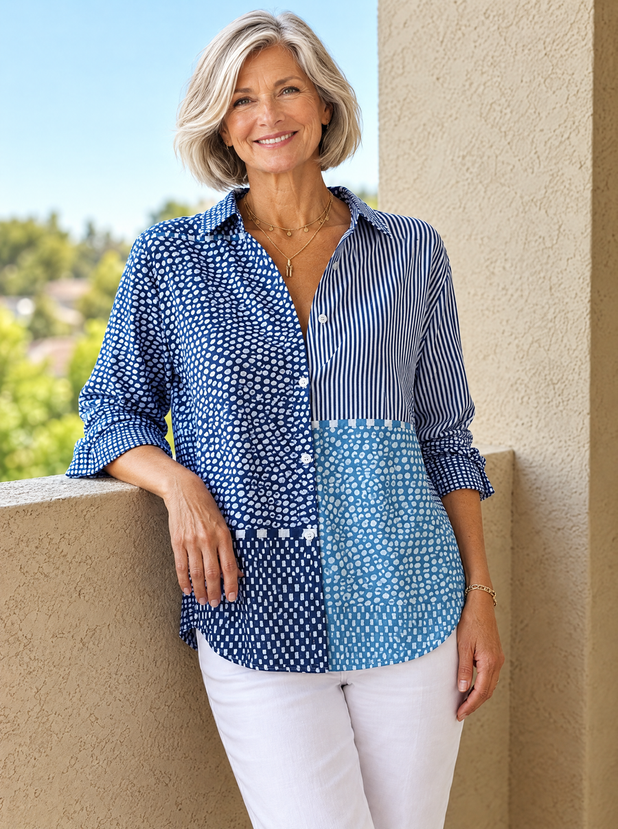 Fiora™ | Ocean Patchwork Blouse