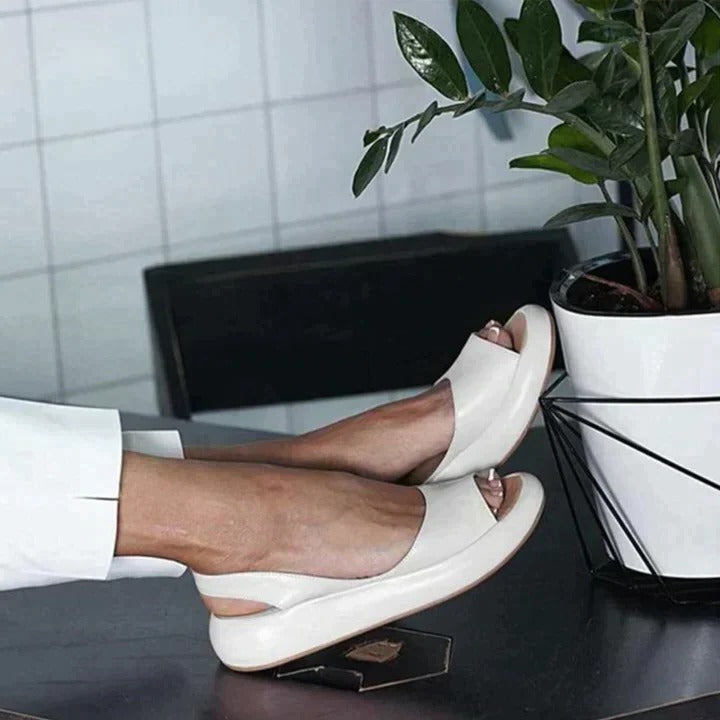 Drift | Women's Peep Toe Flatform Slide Sandals Wide Strap