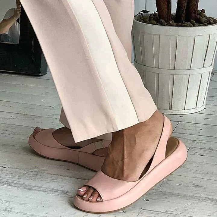Drift | Women's Peep Toe Flatform Slide Sandals Wide Strap