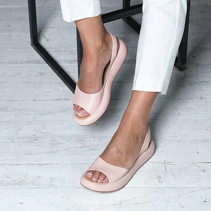 Drift | Women's Peep Toe Flatform Slide Sandals Wide Strap