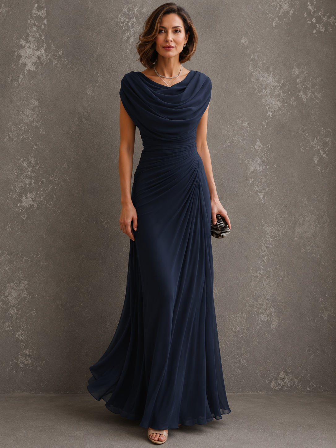 Jilliann | Draped Cowl-Neck Maxi Dress