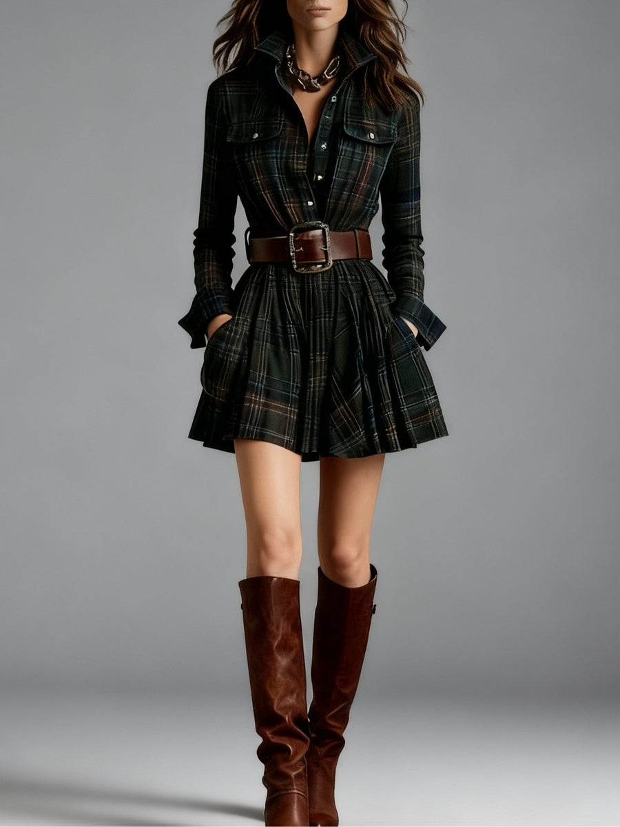 Red and Brown Vintage Mini Dress (includes belt)