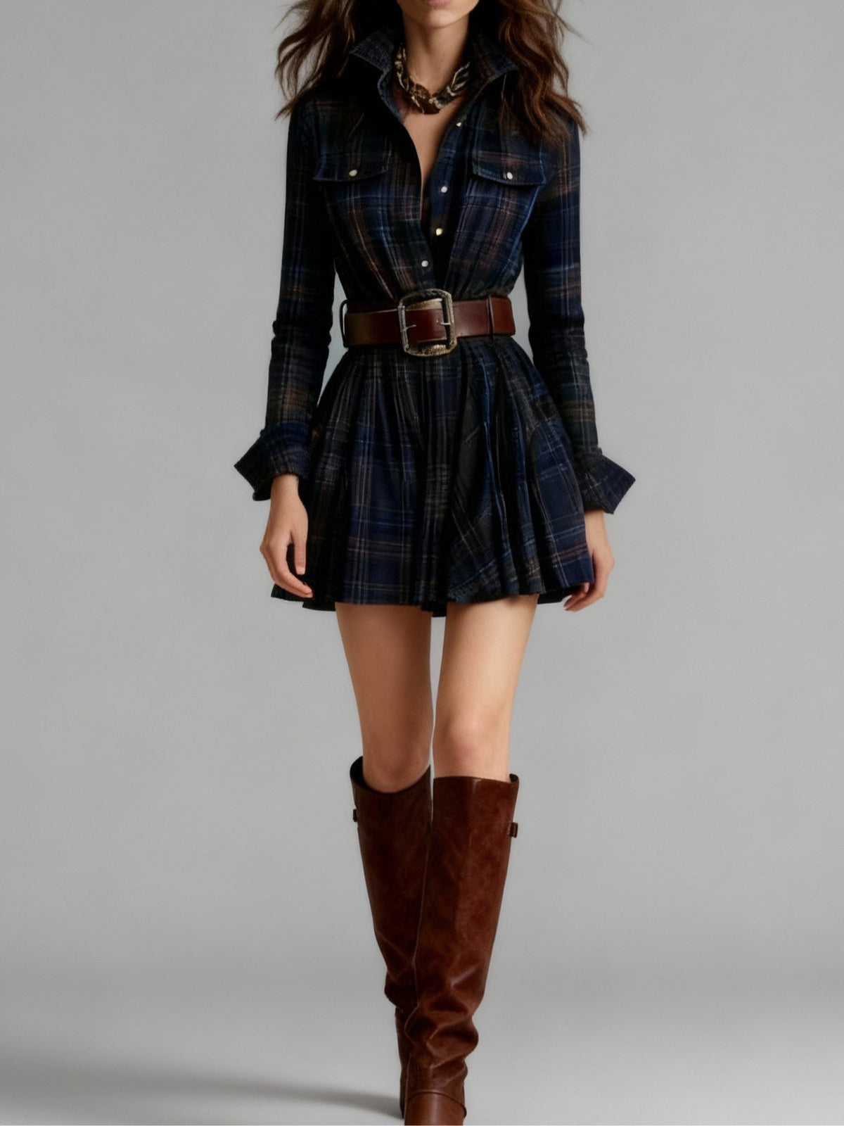 Red and Brown Vintage Mini Dress (includes belt)