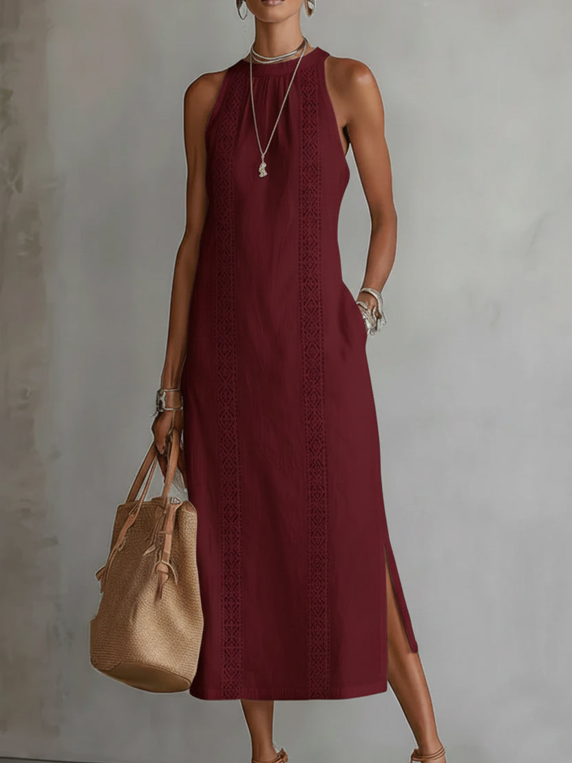 Jimena | Elegant Midi Dress with Mao Collar