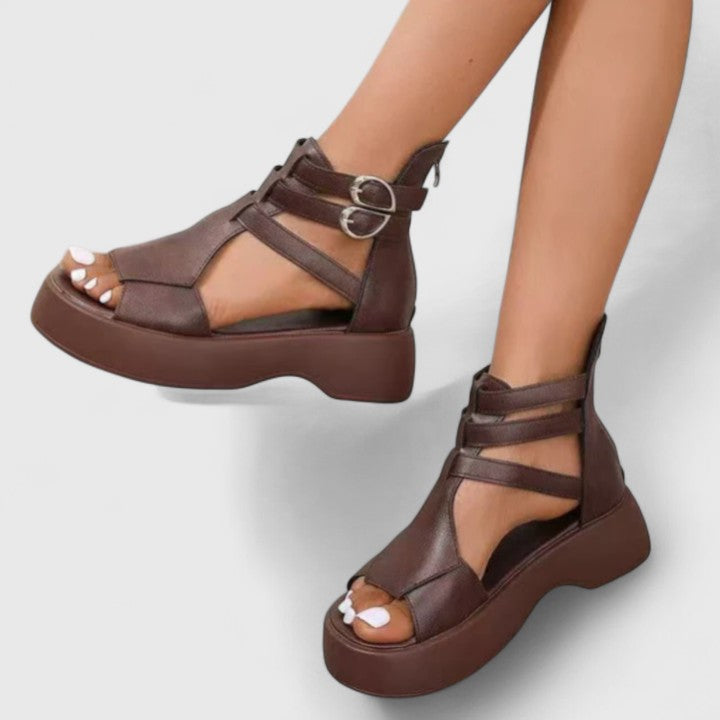 Zena | Women's Platform Gladiator Sandals Multi-Strap Buckle
